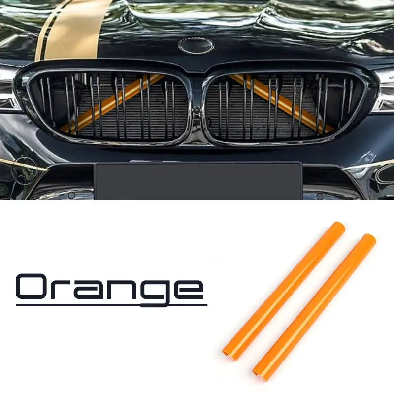Pair of orange BMW front grille trim strips for F30–F36 and F20–F23 models, Simples Market