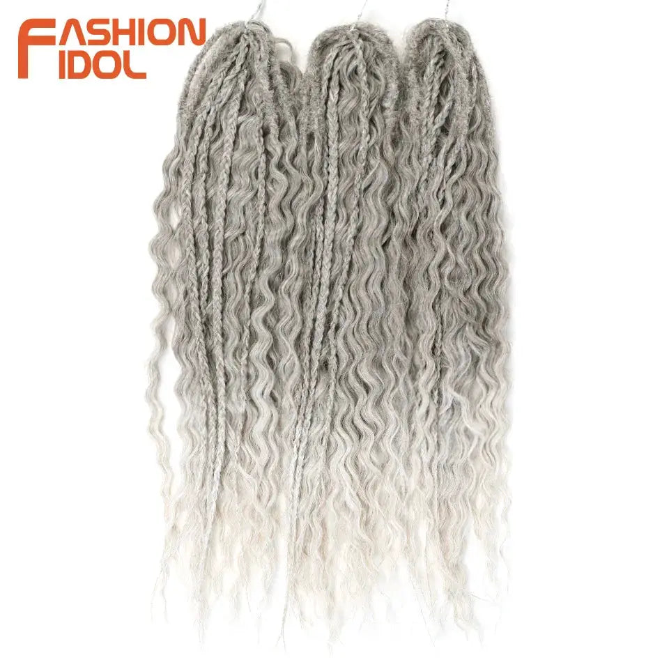 Ariel Hair synthetic twist crochet curly hair, 24in, ombre blonde-gray, deep wave braiding extension
