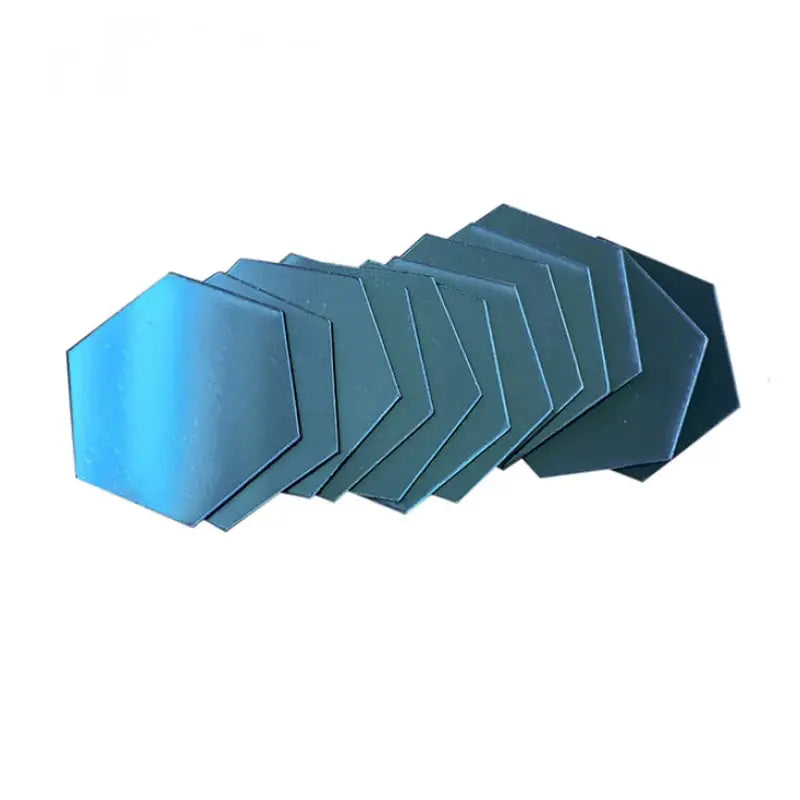 Simples Market 6/12pcs hexagon mirror wall tiles, 126mm, blue, self-adhesive decor
