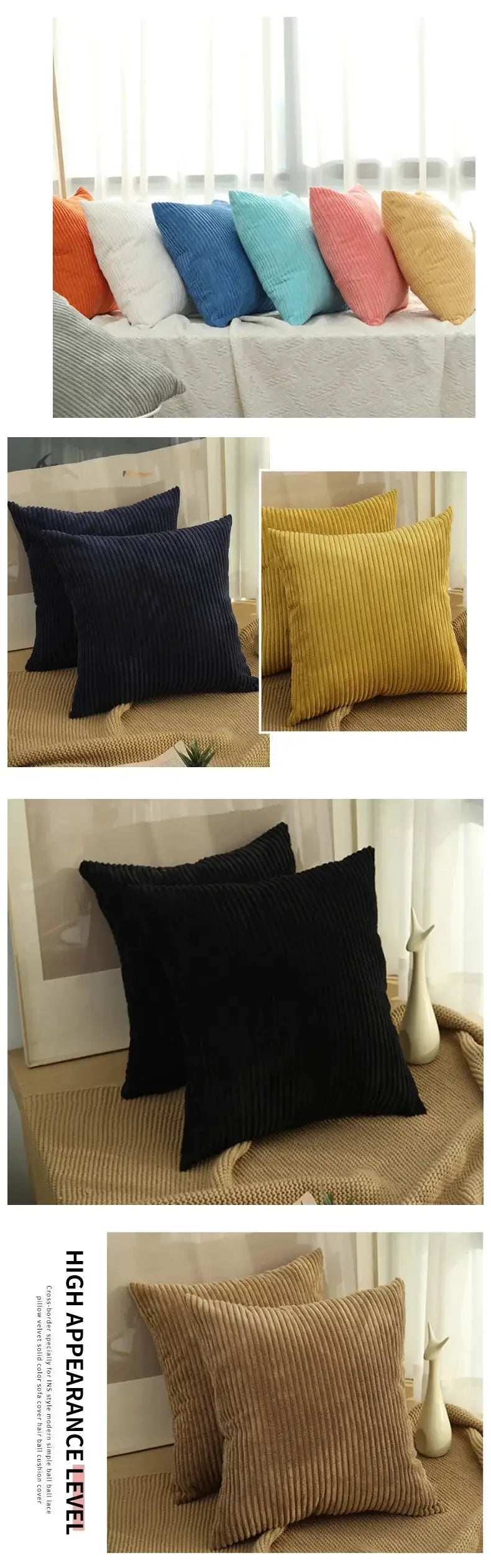 Corduroy pillow covers by Simples Market in assorted colors, 40x40/45x45/50x50/30x50 cm, plush cushion cases.