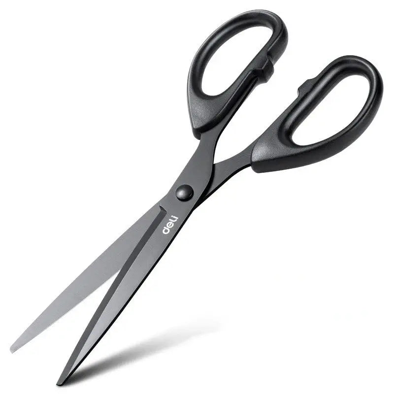 DELI Professional Office Scissors 180mm Heavy Duty Stainless Steel Blade Black Coated For Paper Craft And Cutting