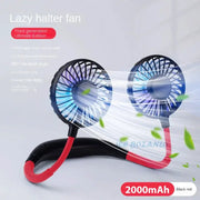 USB Portable Neck Fan Hands Free Dual Mini Sports Fan 3 Speed Adjustable Rechargeable 360 Degree Rotation