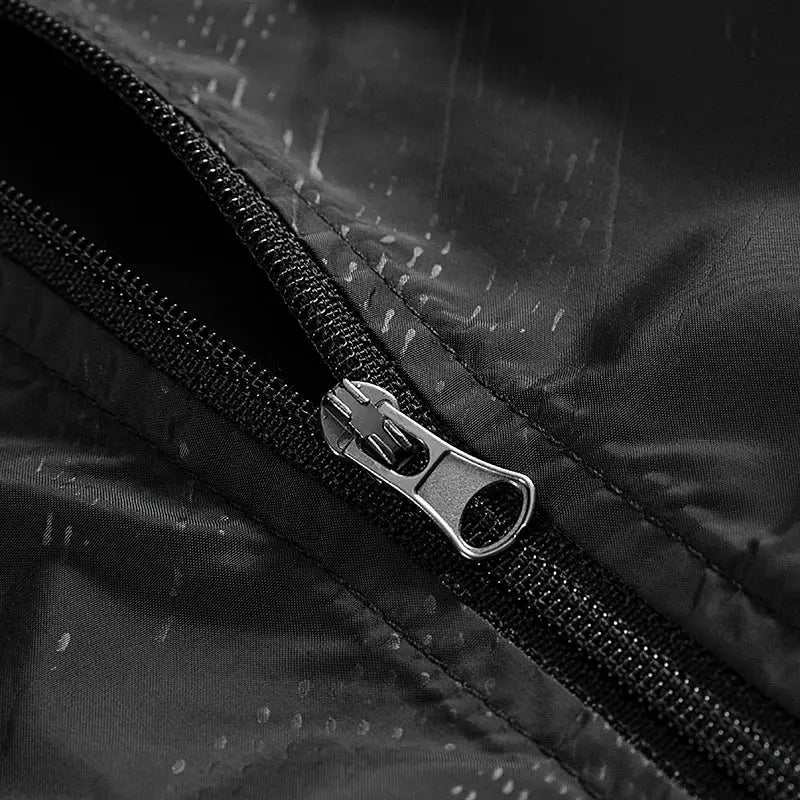 LNGXO waterproof hiking jacket zipper detail in black nylon fabric, Simples Market outdoor coat