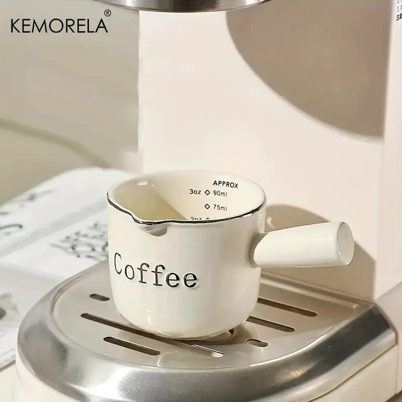 Kemorela 3oz 90ml Ceramic Measuring Cup Espresso Extraction Cup For Milk Frothing With Scale Kitchen Tools