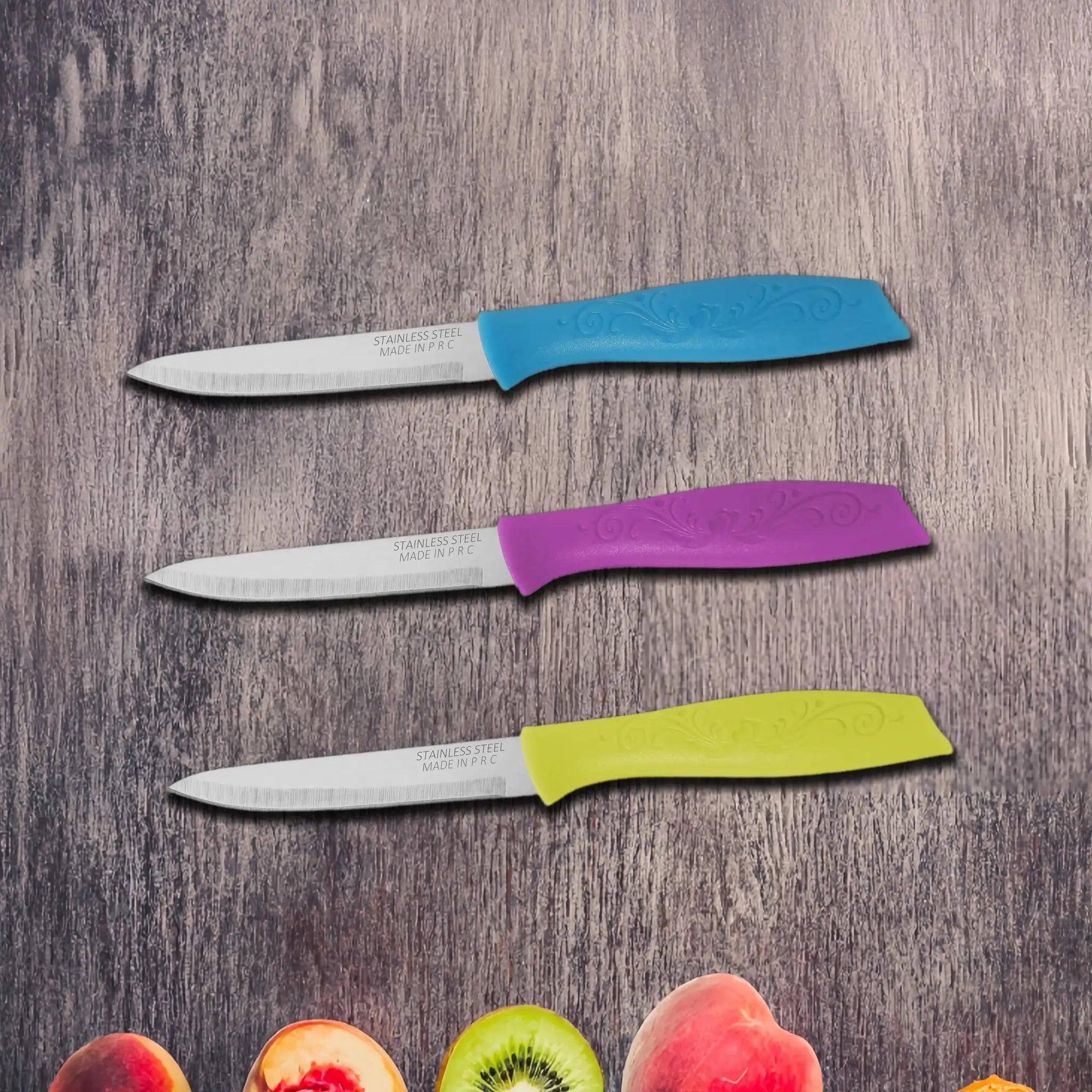 3 Piece Stainless Steel Classic Paring Knife Set With Straight Edge Spear Point For Fruit And Vegetables