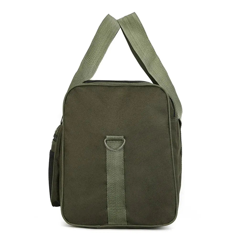 Oxford dry-wet separation gym bag olive green, large-capacity waterproof with dual carry straps