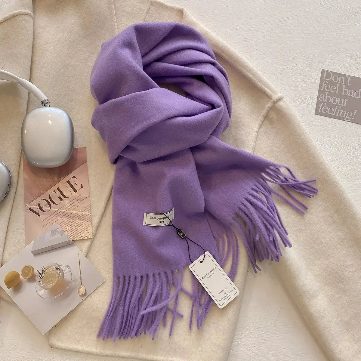 LuxeWeave 26 Color Winter Scarf for Women Long 175 Centimeters Premium Polyester with Tatting Weave Cozy Warmth