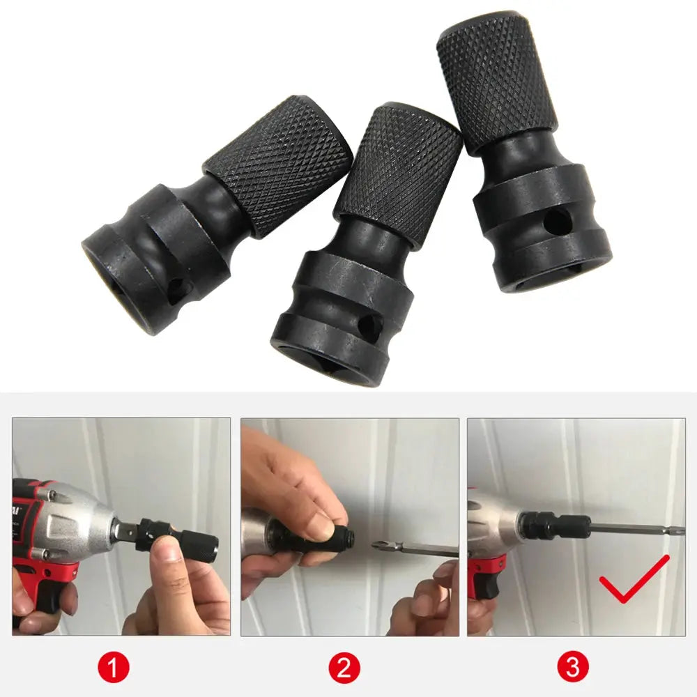 Half Inch Square Drive To Quarter Inch Hex Shank Telescopic Conversion Head For Electric Wrench Socket Tool