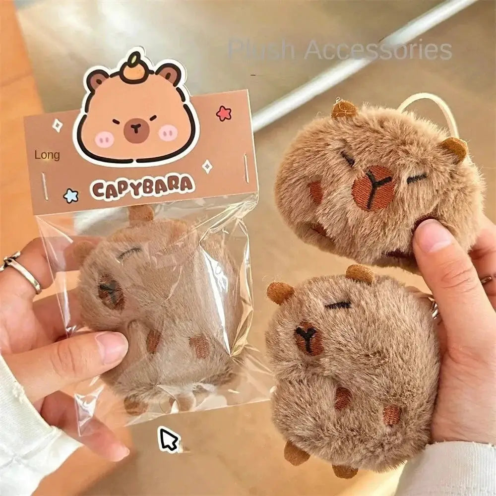 Cute Plush Capybara Keychain Cartoon Bag Pendant Fluffy Animal Doll Key Ring Brooch for Men and Women