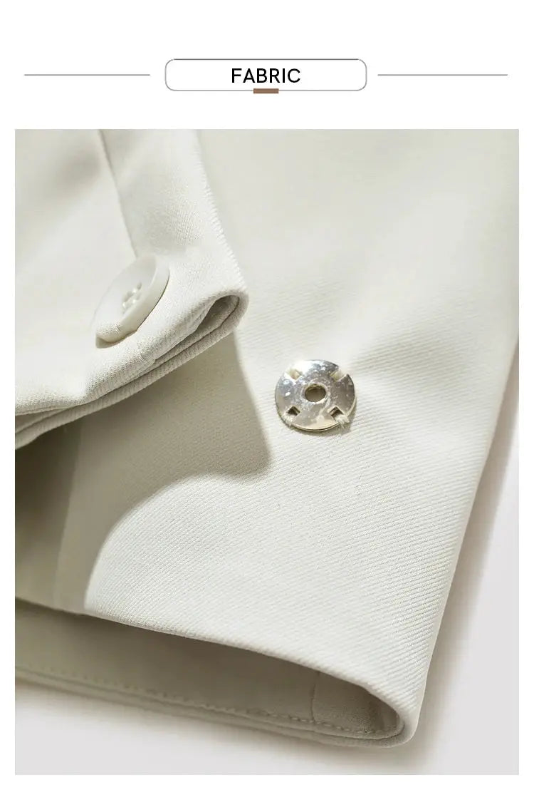 AMII Minimalism blazer jacket by Simples Market in ivory fabric with silver button detail