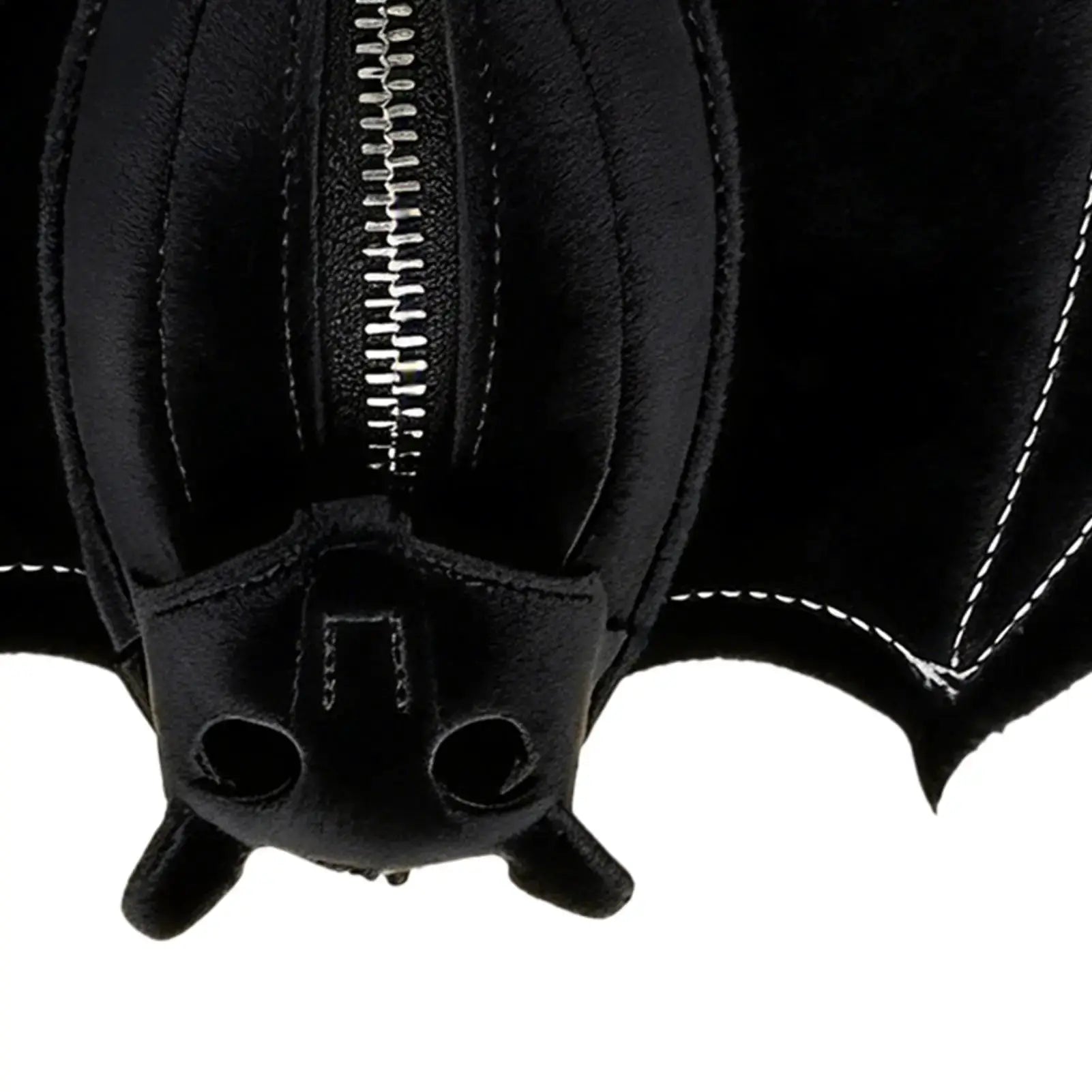 Simples Market black PU leather bat coin purse with foldable wings and zipper.