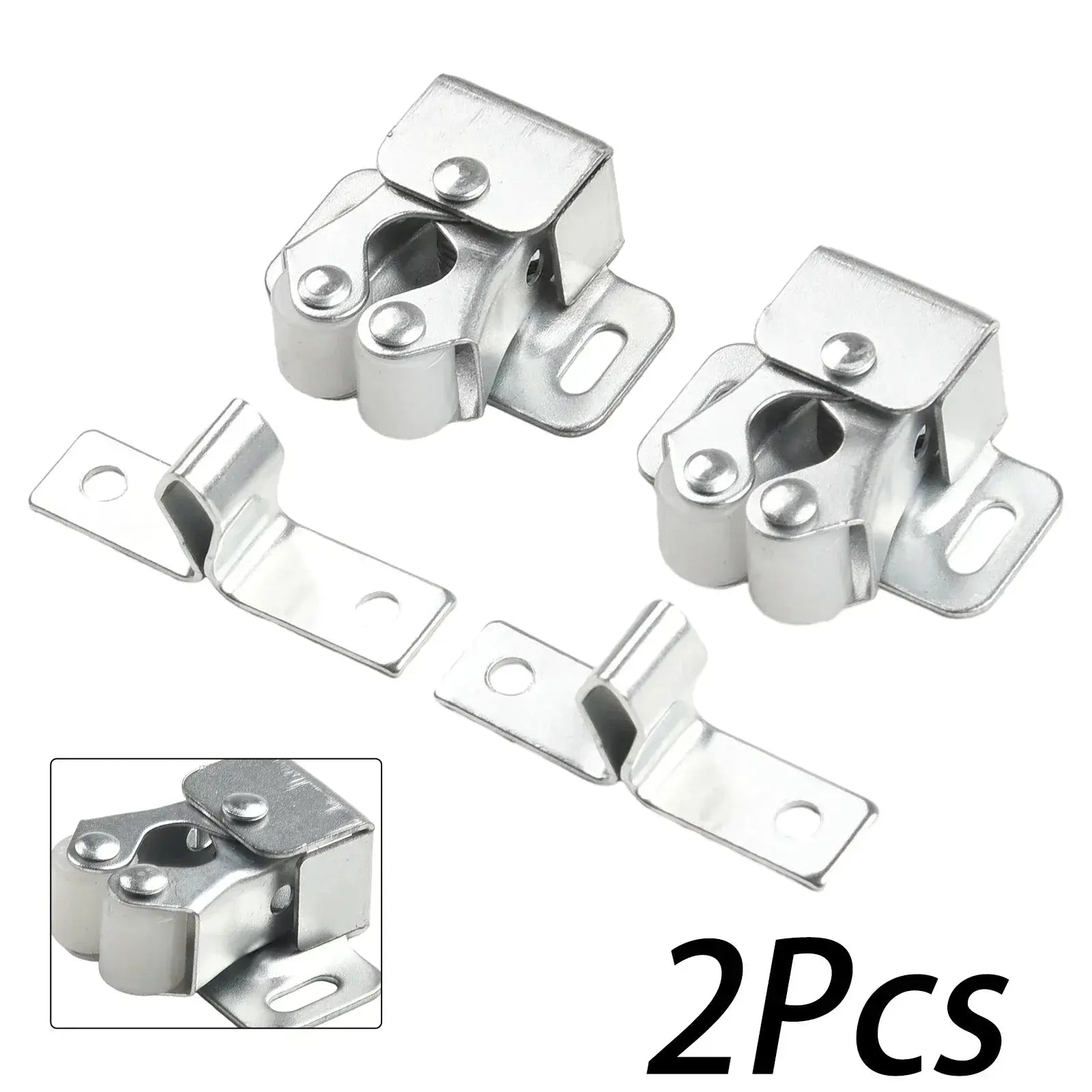 Magnetic Dual Wheel Spring Lock Buckle for Cabinet Doors and Drawers Stainless Steel Wardrobe Locking Hardware