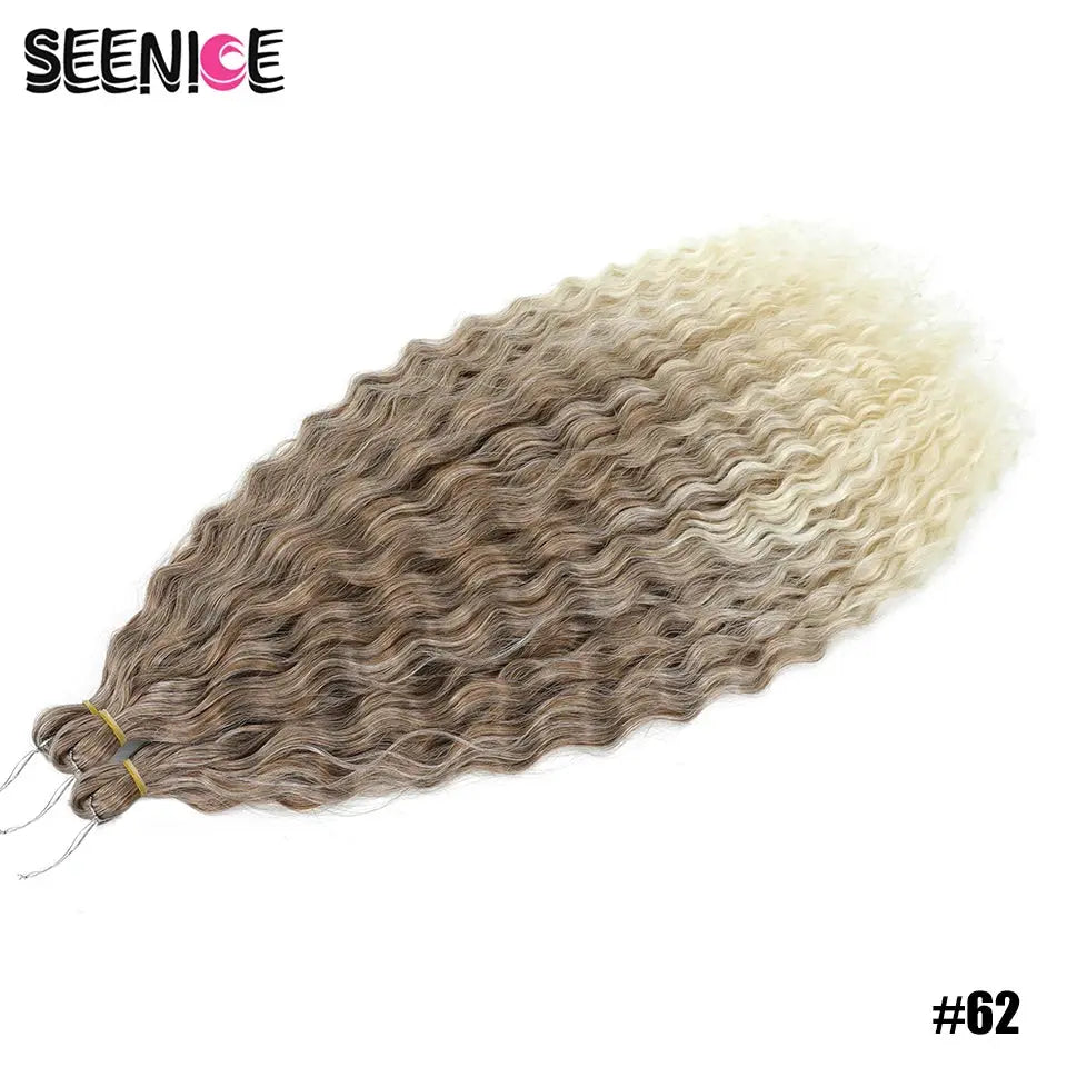 Ariel Curl water-wave crochet hair extension in ombre blonde, synthetic Afro curls by Simples Market