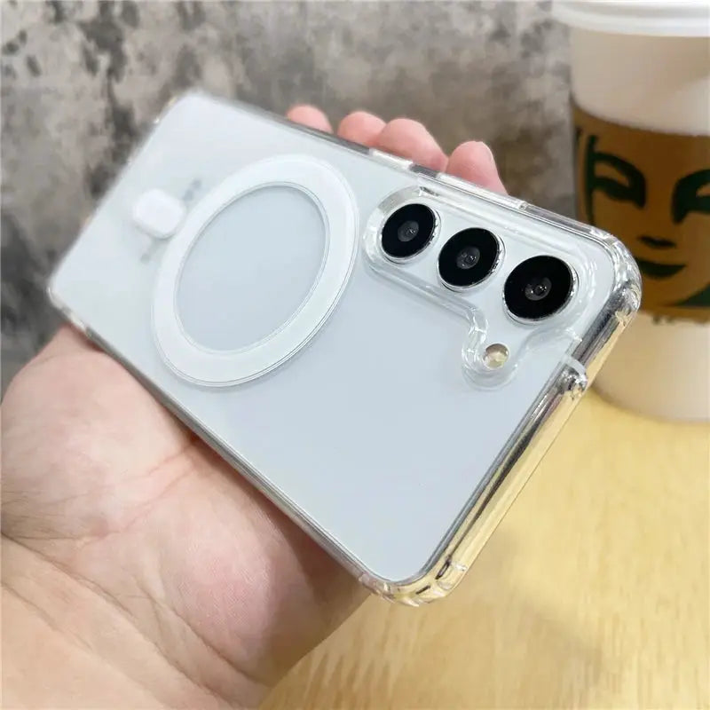Original MagSafe clear case for Samsung Galaxy phones; transparent, shockproof with magnetic ring