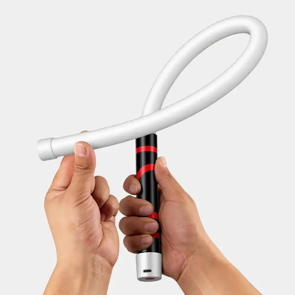 Flexible LED flashlight work light with 73cm bendable neck and rechargeable USB-C black/red handle