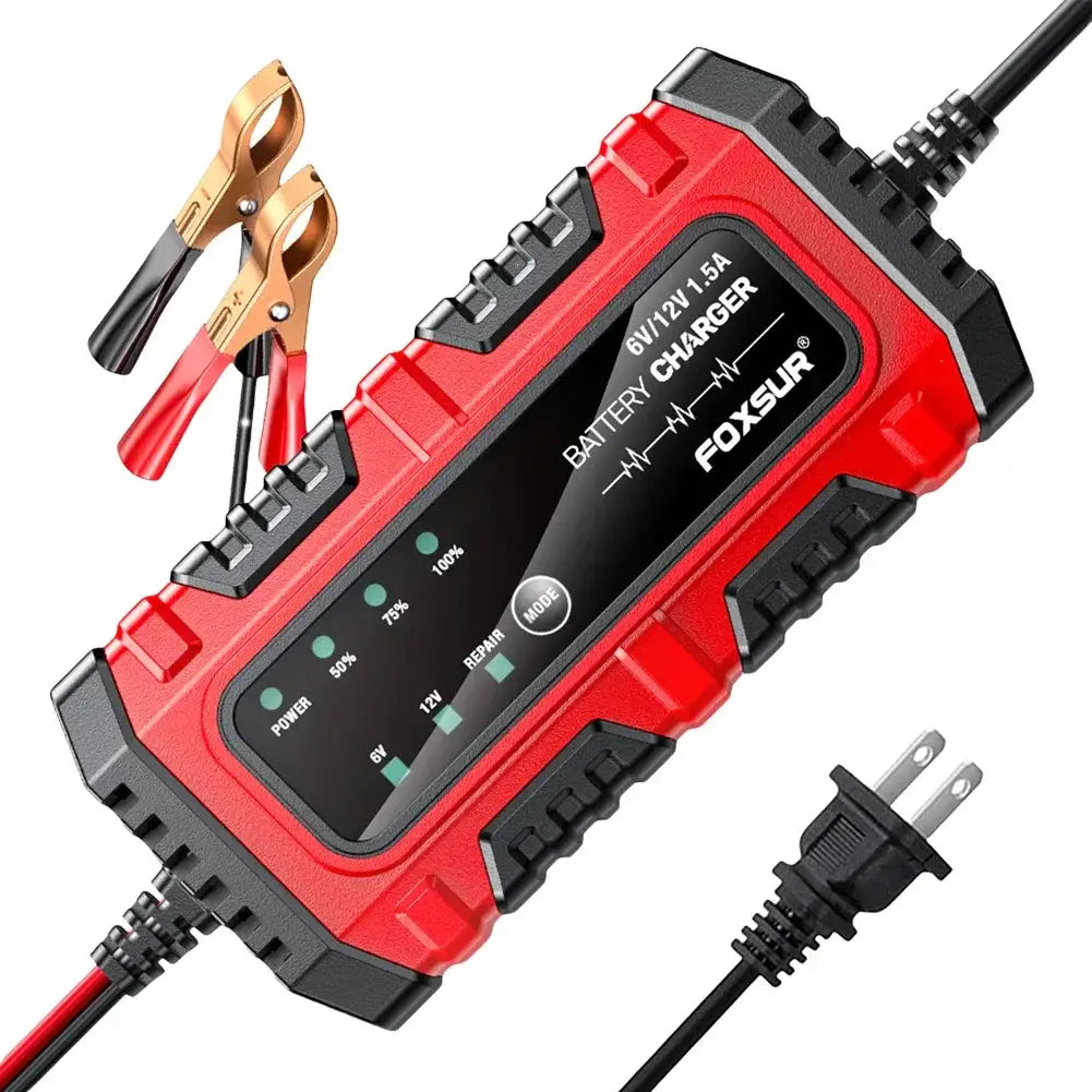 VoltGuard Smart Car And Motorcycle Battery Charger 6V 12V With Auto Voltage Detection And Safety Protections