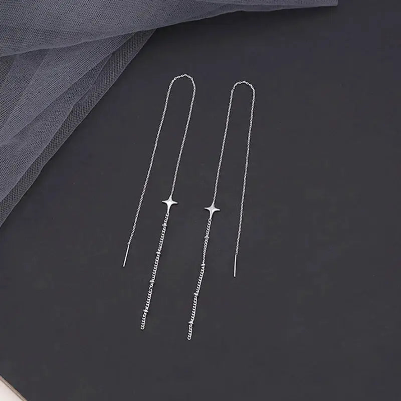 Geometric Square Drop Earrings For Women Korean Fashion Gold Color Long Tassel Dangle Party Jewelry Gift