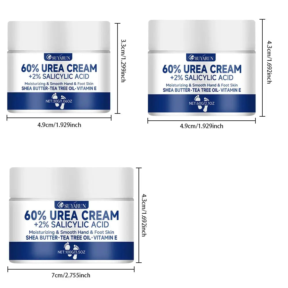 Suyarun 60 Percent Urea Foot Cream For Intense Moisturizing Treatment Cracked Heels And Dry Skin Callus Removal