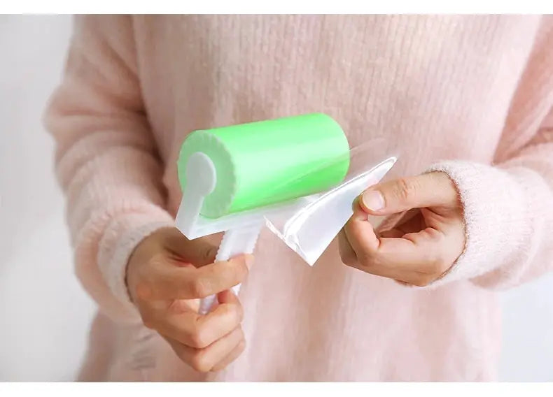 Simples Market washable lint roller, green reusable sticky roller with peel-off sheets