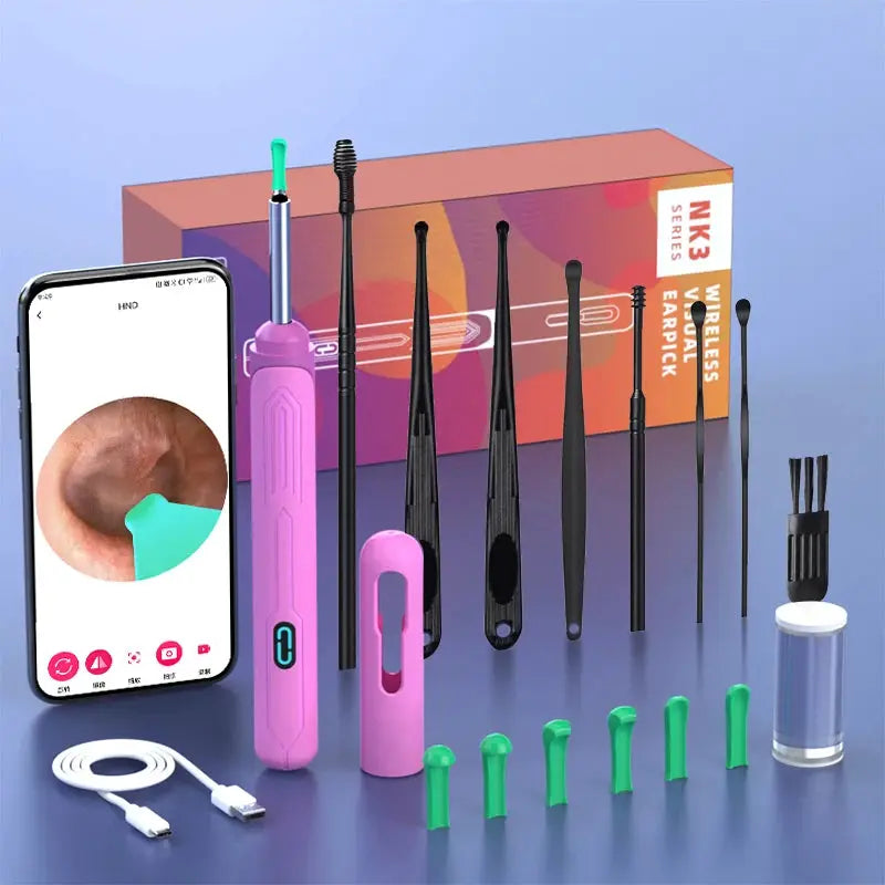 NK3 Pro Ear Cleaner With Camera Set 1296P HD Camera 360 Degree Wide Angle Lens For Precise Wax Removal