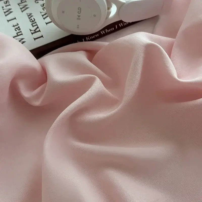 Washed pink fitted sheet with elastic bands, non-slip mattress cover for single to king beds