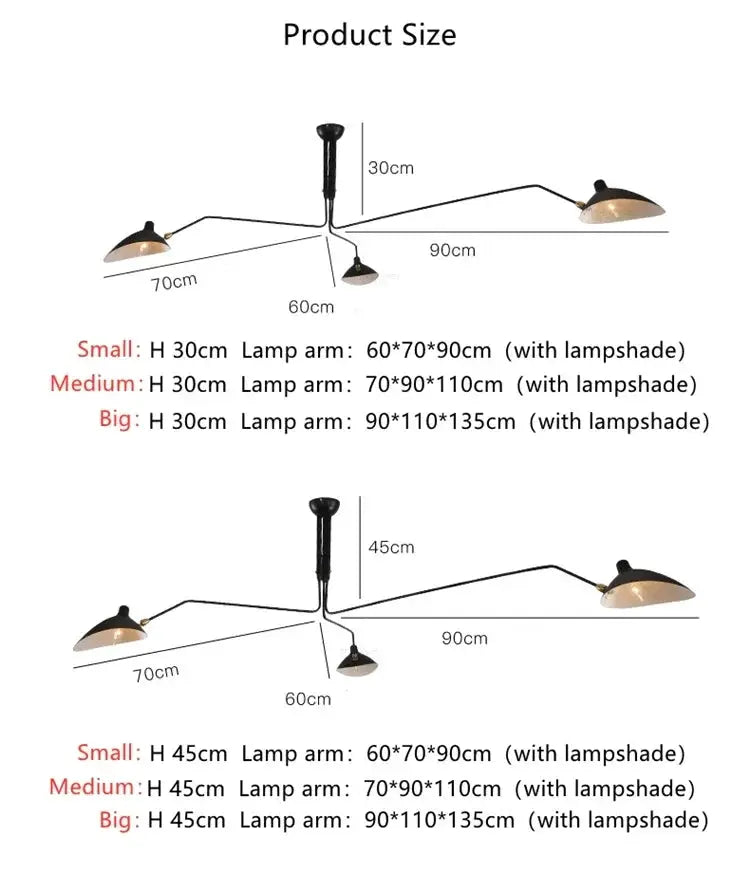 Simples Market Spider Grabbing Pendant Light with black metal arms and lampshades, modern multi-arm LED ceiling lamp