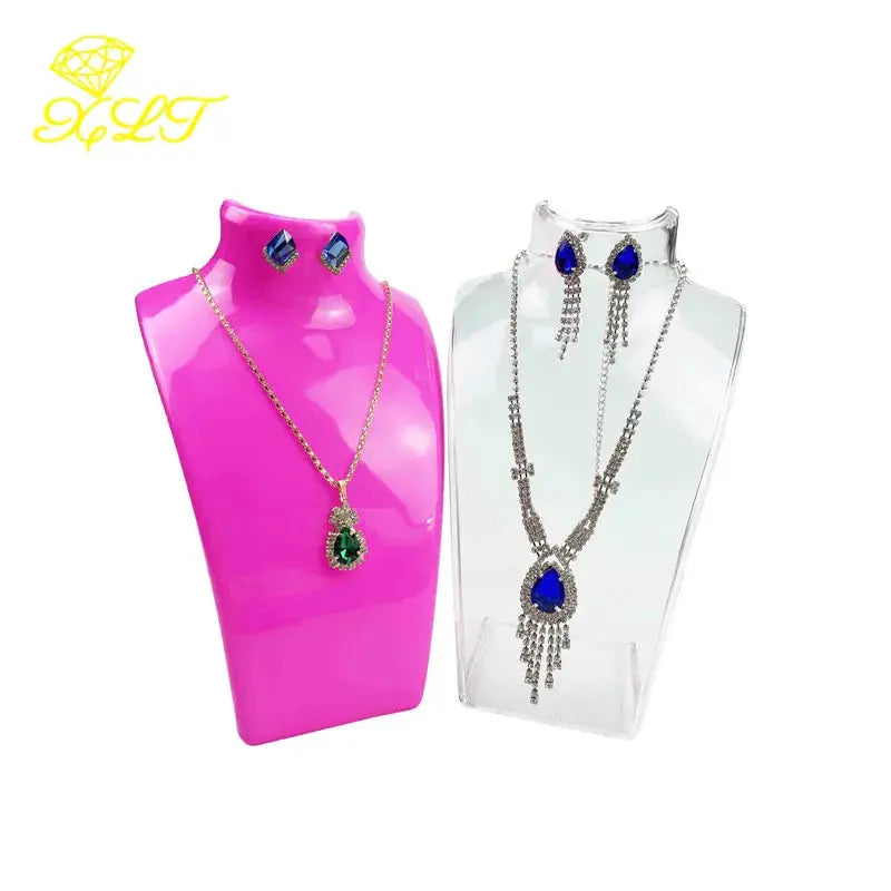Four Color Acrylic Mannequin Jewelry Display Stand for Necklaces Pendants and Earrings