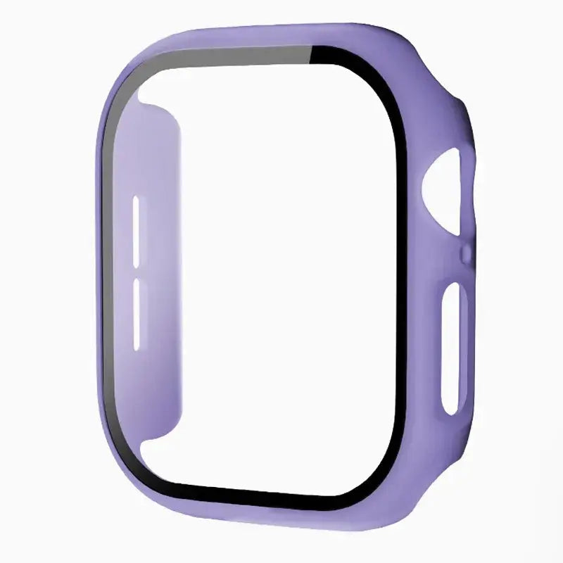 Simples Market Apple Watch tempered glass+case in purple, protective screen cover for 38–46mm models.