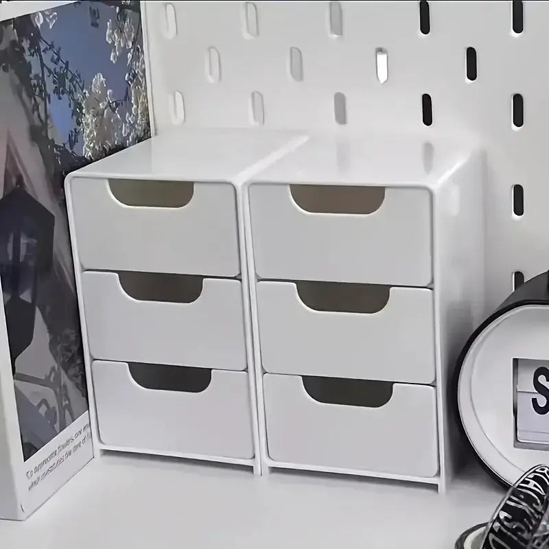 Chic 3 Tier Desk Organizer With Drawers For Office Supplies Jewelry Cosmetics Storage Portable Divider Box