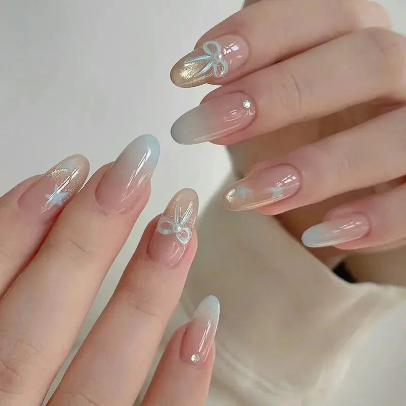 AuraNails 24Pcs Short Oval Blush Pink Press On Nails Full Coverage Acrylic Tips With Glue Included