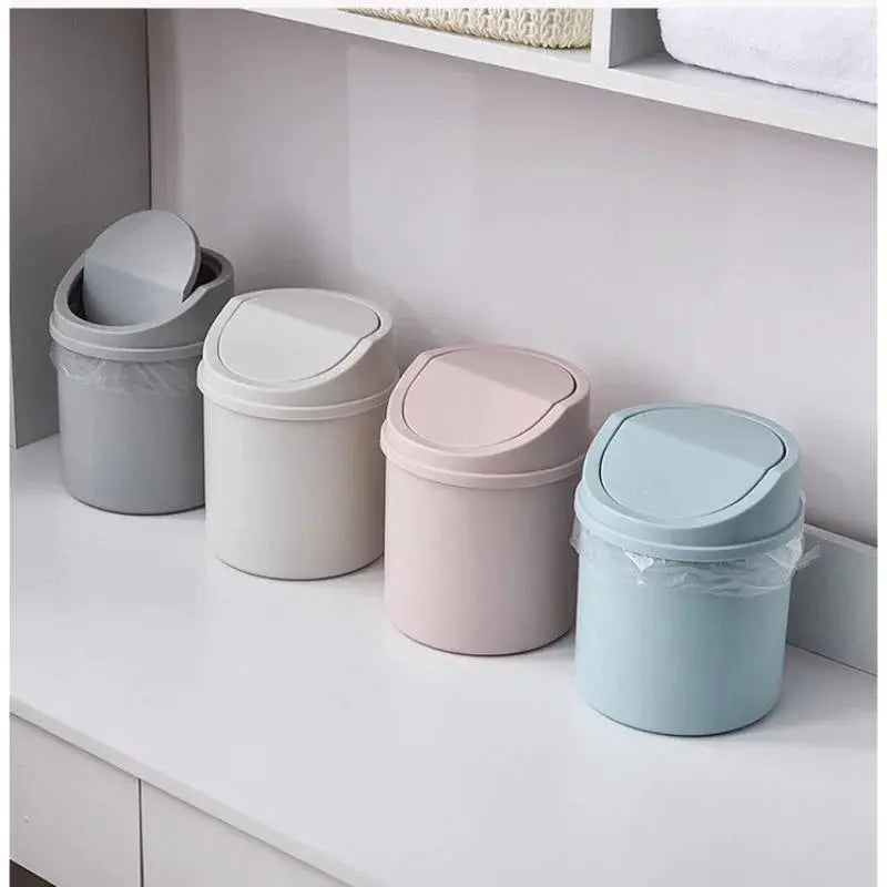 Mini Desktop Bin With Flip Lid Small Trash Can For Desk Bedroom Home Office Storage Box