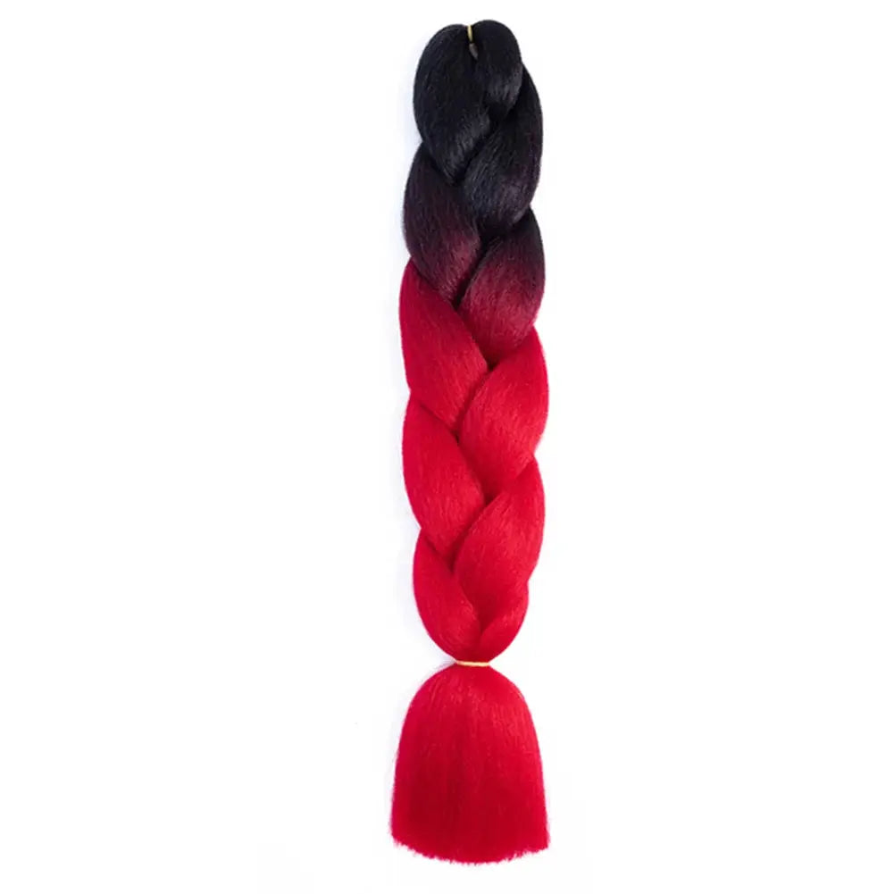 Simples Market 24-inch jumbo braiding hair extension, afro ombre black to red, synthetic crochet braid for women