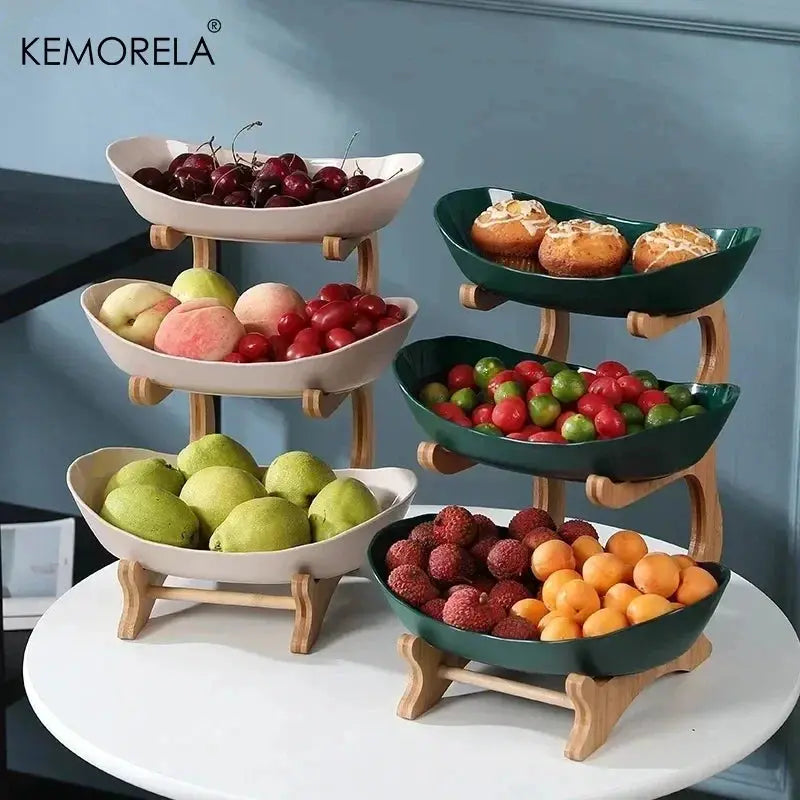 2/3 Layer Fruit Plate Multi Tier Plastic Snack Dish Living Room Modern Dried Fruit Basket Cake Stand Salad Bowl