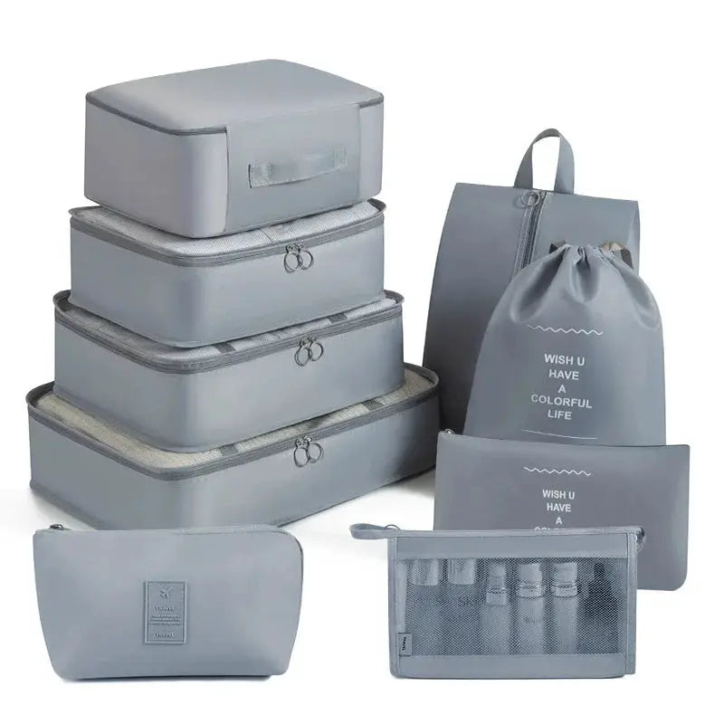 EcoVoyage Travel Storage Bag Set 7 8 9 Piece Eco Friendly Compression Packing Cubes For Clothes Shoes Toiletries