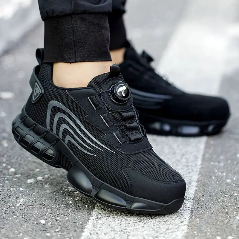 Rotary Button Safety Shoes For Men Anti Impact And Anti Piercing Work Shoes Fashionable Mens Sports Safety Pro