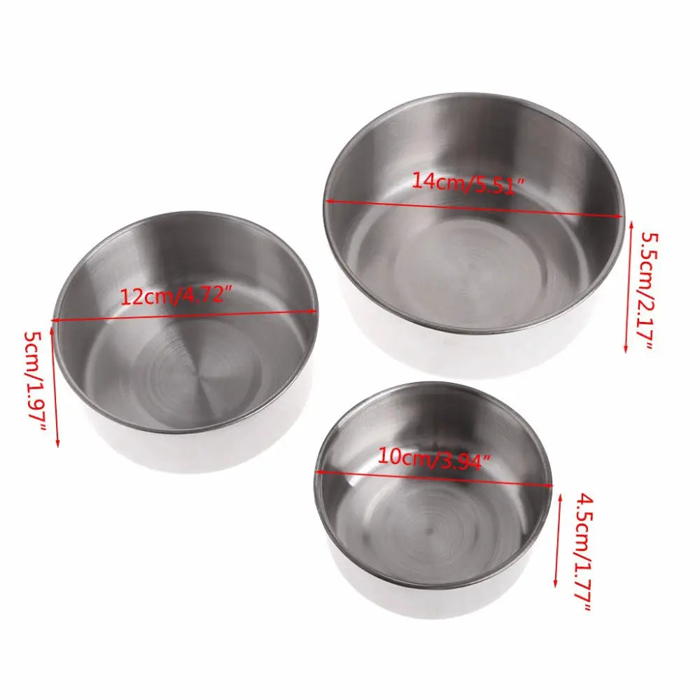 Parrot feeding bowls set of 3 in stainless steel with clamp holders by Simples Market