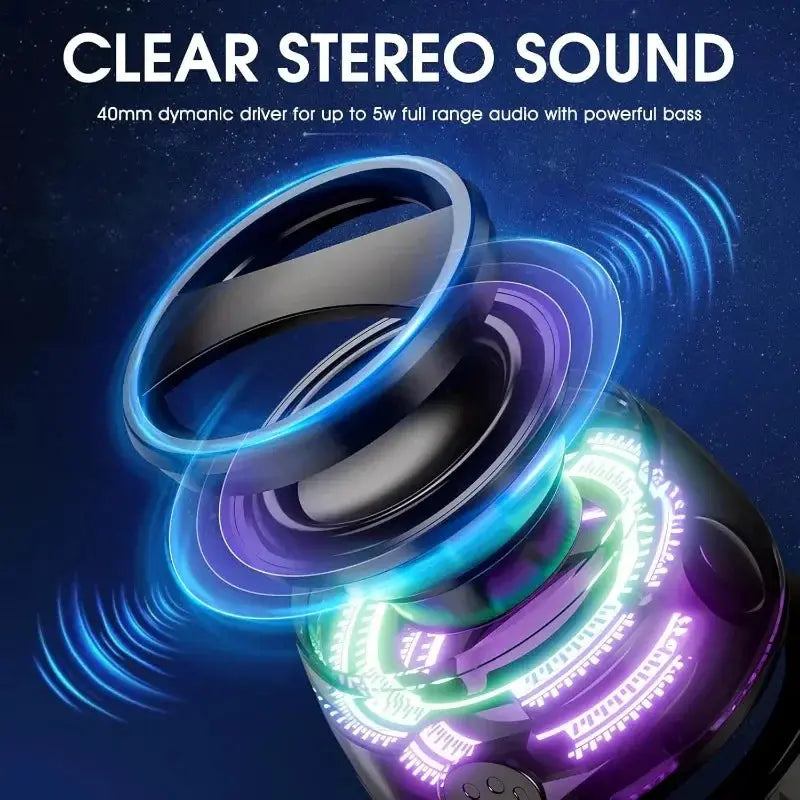 NovaPulse Outdoor Magnetic Bluetooth Speaker Portable Mini Travel Stereo RGB Light And Phone Holder
