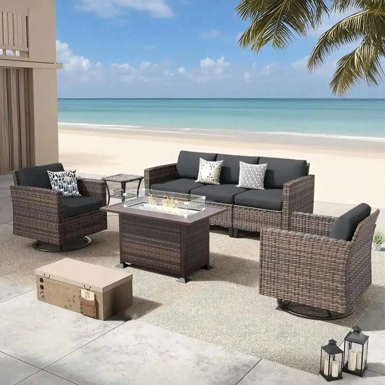Outdoor tropical sofa cushion covers by Simples Market; non-slip protectors for individual seat cushions