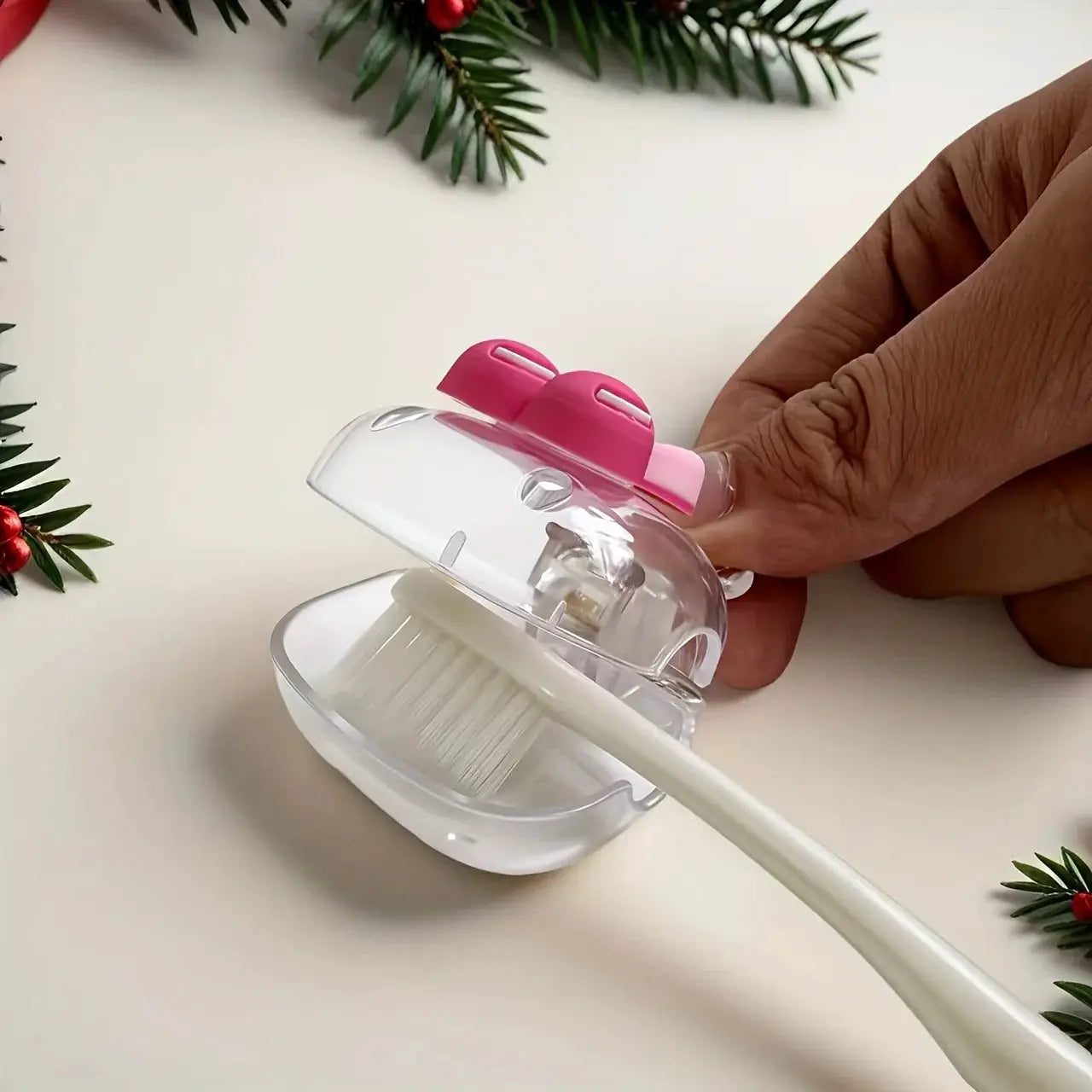 Cute Cherry Design Toothbrush Holder With Cherry Pattern Protects Toothbrush Head And Dual Drainage Holes