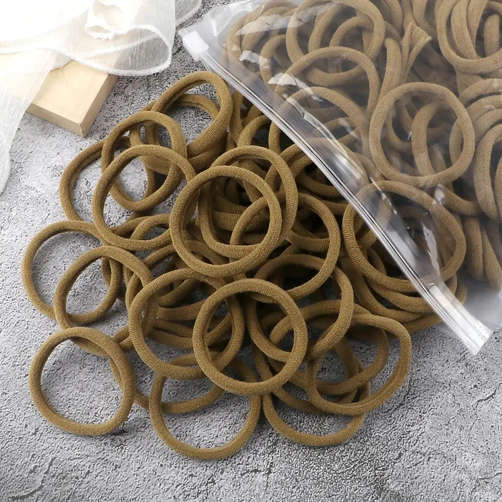 NovaHair 50 Pcs Mixed Colors Hair Bands 4 Cm Elastic Hair Ties Ponytail Holders Gentle Hold For Everyday Ponytails