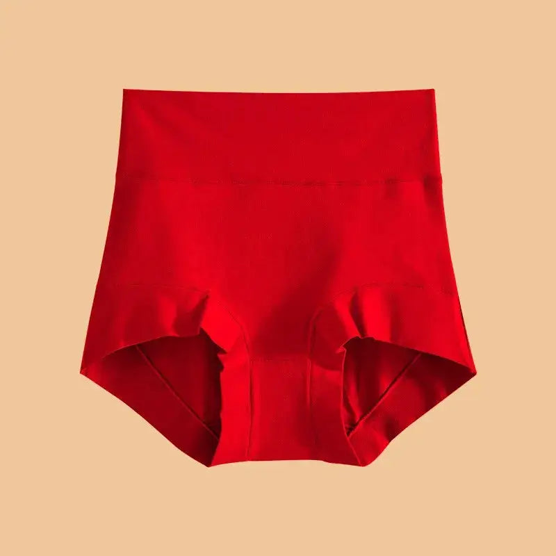 Red high-waist cotton panties for women, plus-size briefs.