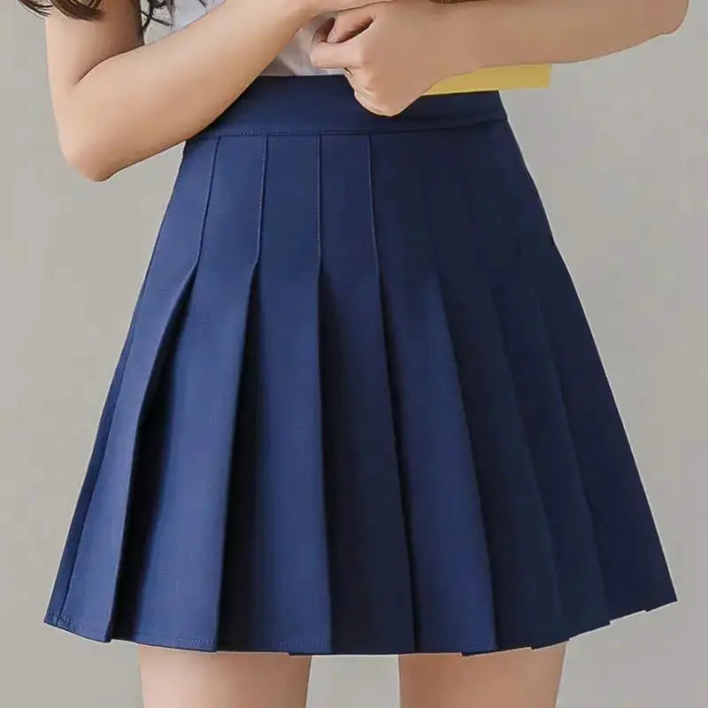Preppy Style Pleated Skirt High Waist A Line Mini Skirt For School Girl And Skater Looks Black Plus Size