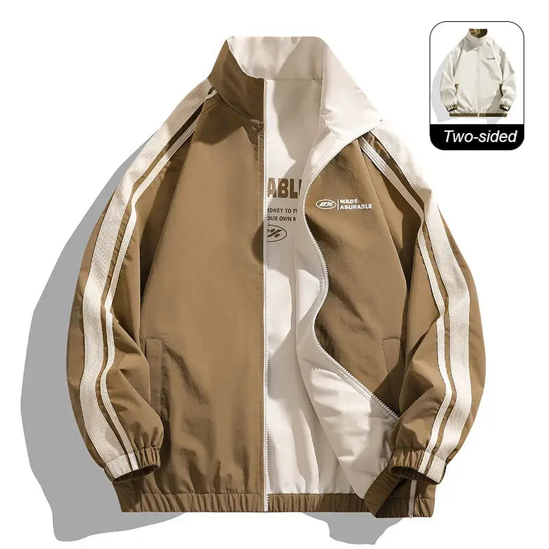 Jacket, reversible two-sided windproof coat in brown and white by Simples Market