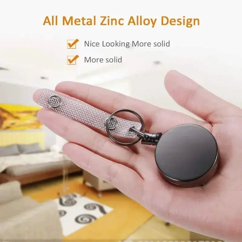 Retractable Metal Wire Keychain With Badge Reel ID Lanyard For Name Tags Card Badges Easy Pull Buckle Elastic Key Ring - Simples Market