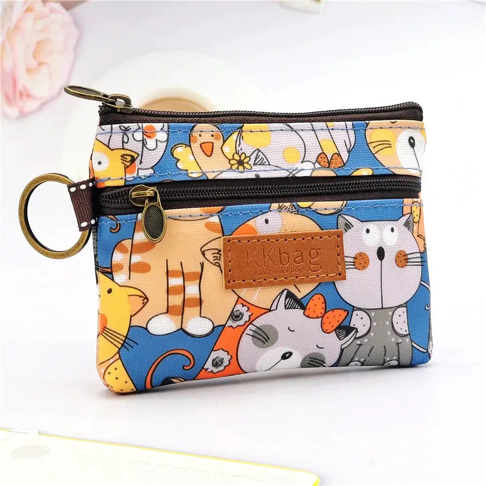 Cute Animals Wallet Zipper Purse Cartoon Patchwork Compact Lightweight Waterproof Wear Resistant Durable