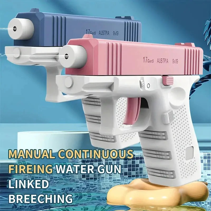 Mini Handgun Water Gun For Kids Manual Continuous Fire Toy Summer Outdoor Water Battle Fun For Ages 3 To 6