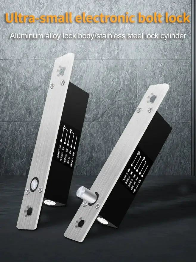 Electronic bolt lock ultra-small; aluminum body with stainless steel cylinder, 2 units, Simples Market
