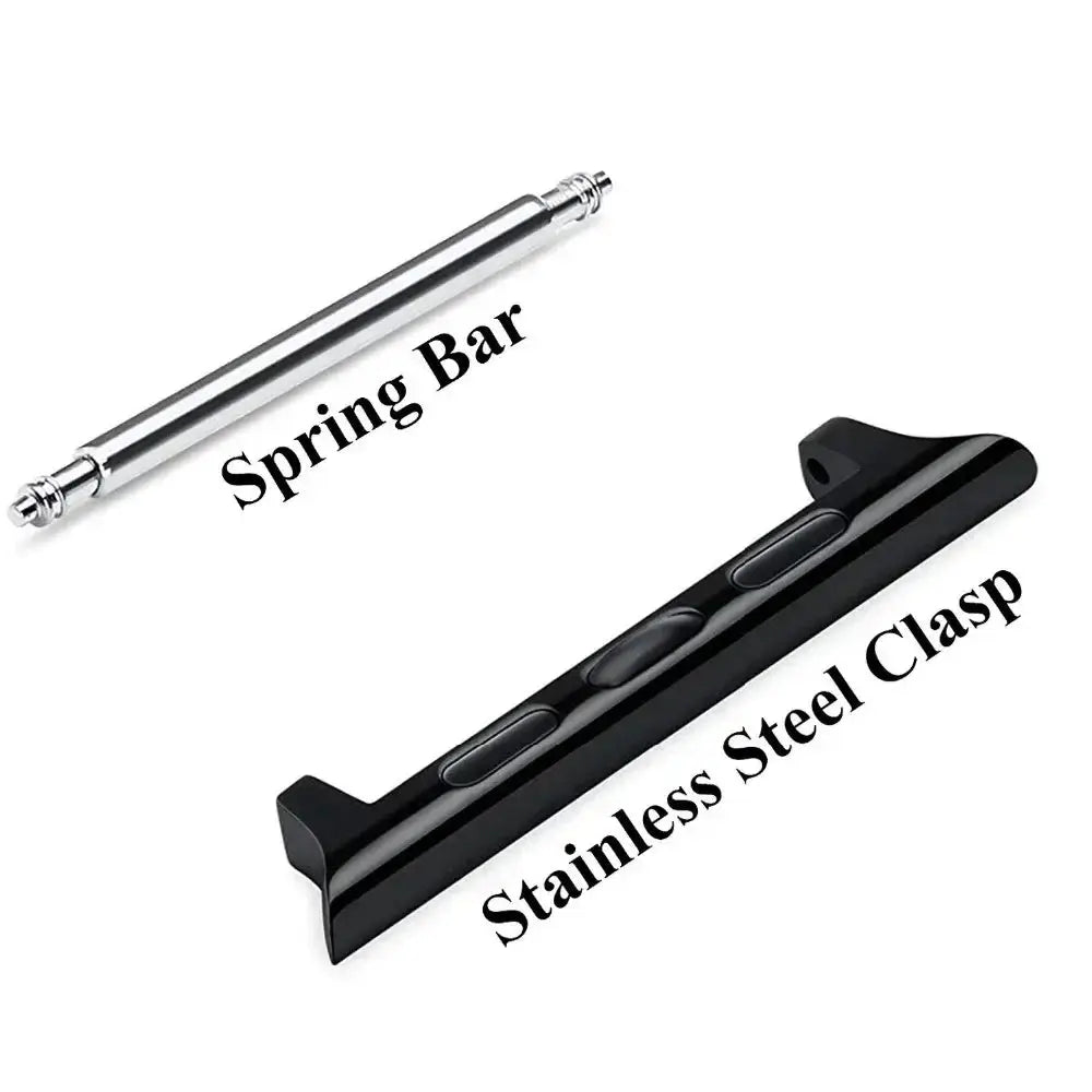 Simples Market Apple Watch band adapter set; 2-piece kit with silver spring bar and black stainless-steel clasp