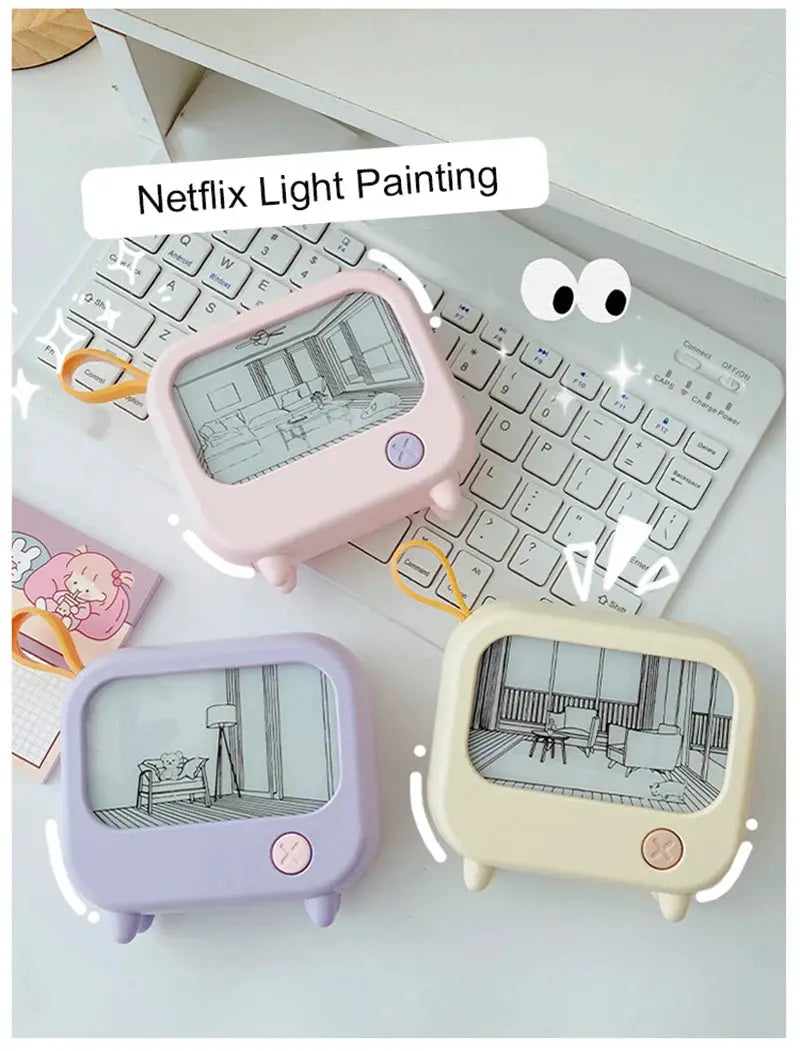 TV painting night light LED mini desk lamp set - three pastel units in pink, lavender and cream by Simples Market