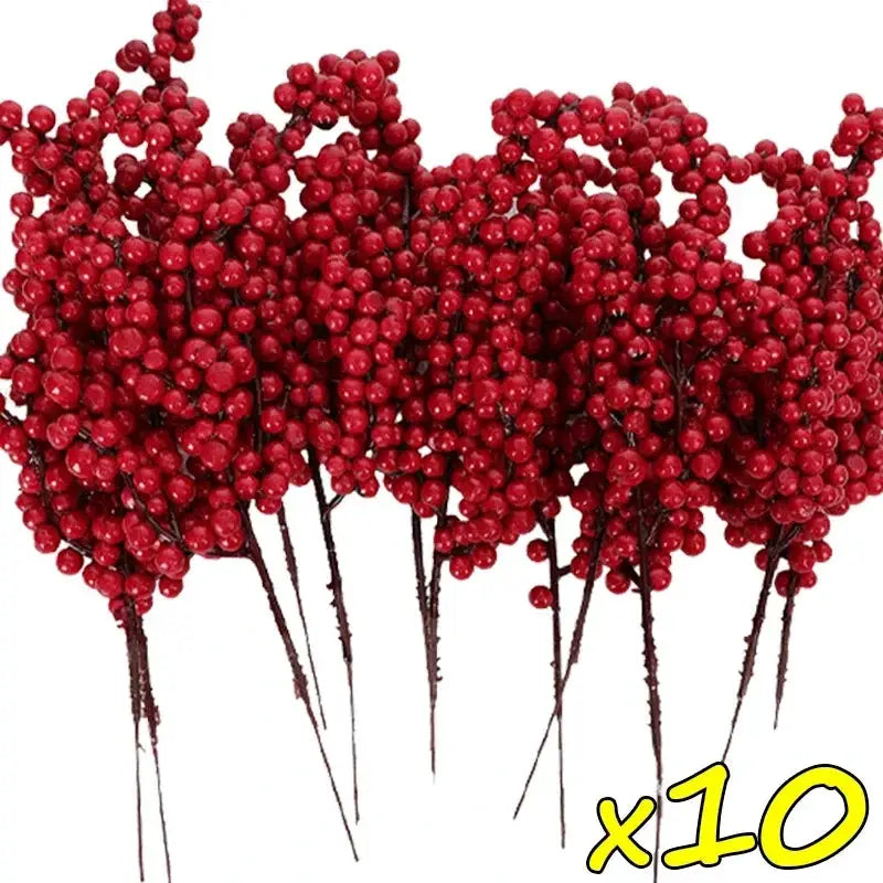 50 Count Artificial Holly Berry Stem With Red Berries For Christmas Tree Decoration Home Decor Ornament